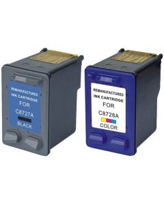 HP 27 & 28 C8727 & C8728 Remanufactured Ink Cartridge Two Pack Value Bundle