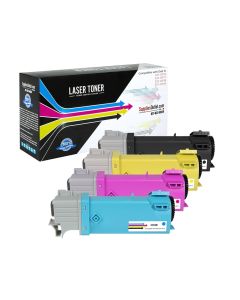 Dell Color Laser 2150cn / 2155cn Compatible High Yield Toner Cartridge Value Bundle (K,C,M,Y)