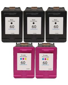 HP 60 Remanufactured Ink Cartridge Five Pack Value Bundle